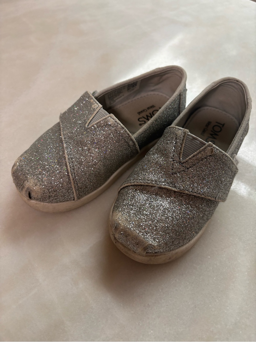 Toms silver glitter shoes